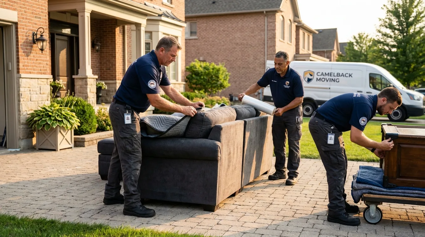 Large estate moving crew wrapping furniture in Marshall, IL